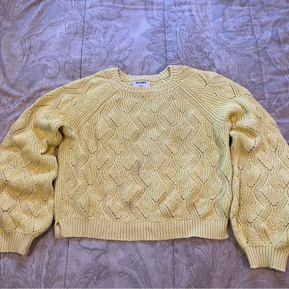 Old Navy kids bright Yellow Cable Knit Sweater
